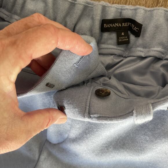 Banana Republic Women Sz 4 Wool Blend Wide Leg Trouser Pant Light Blue Stretch - Picture 9 of 13